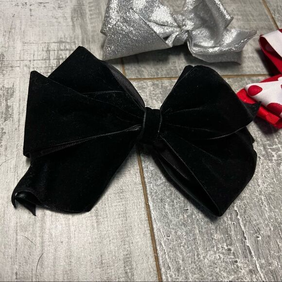 Holiday Valentine Bows Large Multicolor Red Black Silver Satin Sequin Ivory - Picture 4 of 9